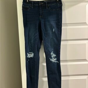 Dark Blue Distressed Women Jeans